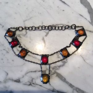 Statement necklace choker soldered stain glass